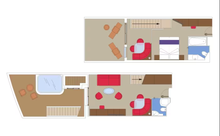 MSC Yacht Club Duplex Suite with Jacuzzi floor Plan